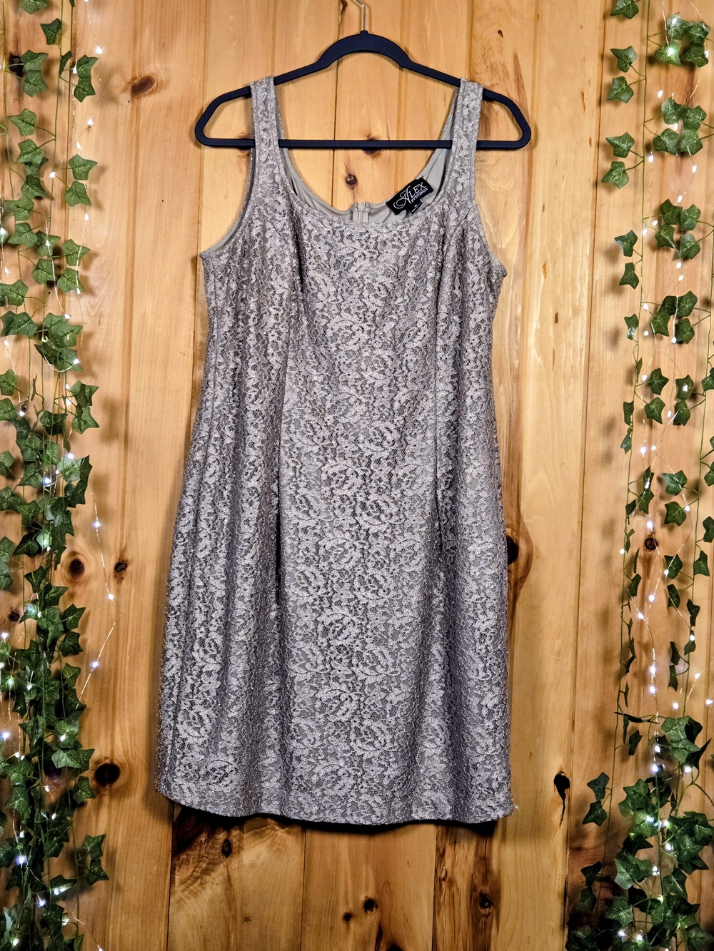 Alex Evenings Silver Lace Mini Dress